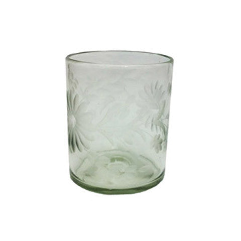 Hand Blown Crystal Etched Glassware